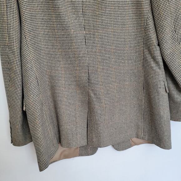 Burberrys' Sport Coat Houndstooth 1990s Navy Tan Academia Men 42R - Picture 7 of 15